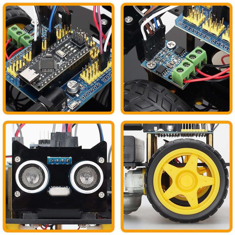 TSCINBUNY 2WD Ultrasonic Obstacle Avoidance Car Starter Robot Kit for Programming Educational Projec
