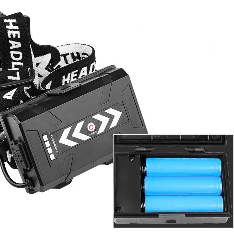 XHP70 Bright LED Headlamp Long-Range Rechargeable Adjustable Focus Outdoor Headlight Head Light