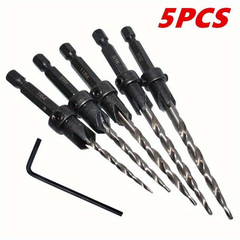 5PCS Countersink Set Countersink HSS Conical Countersink With 1 Hex Wrench Woodworking Countersink B