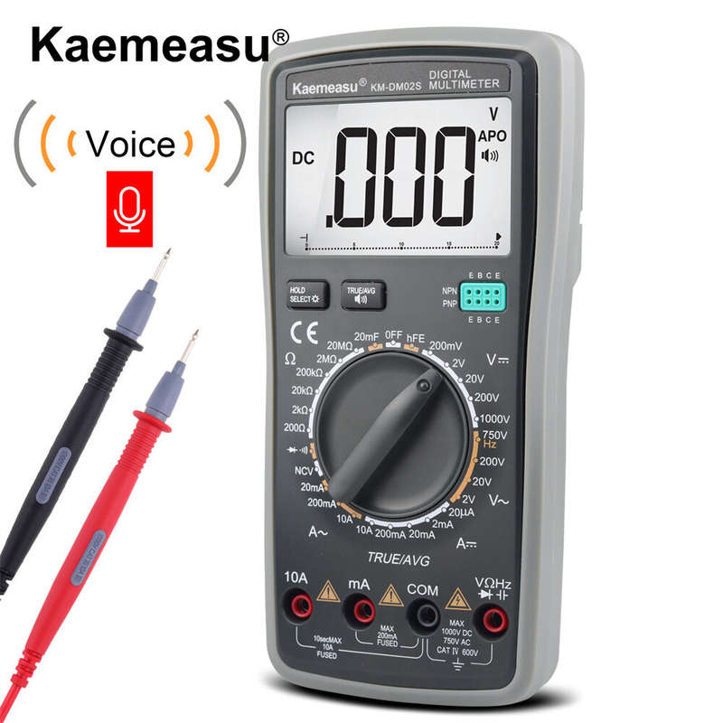 Kaemeasu KM-DM02S Digital Multimeter with Voice Broadcast True RMS Measurement Non-Contact Voltage D