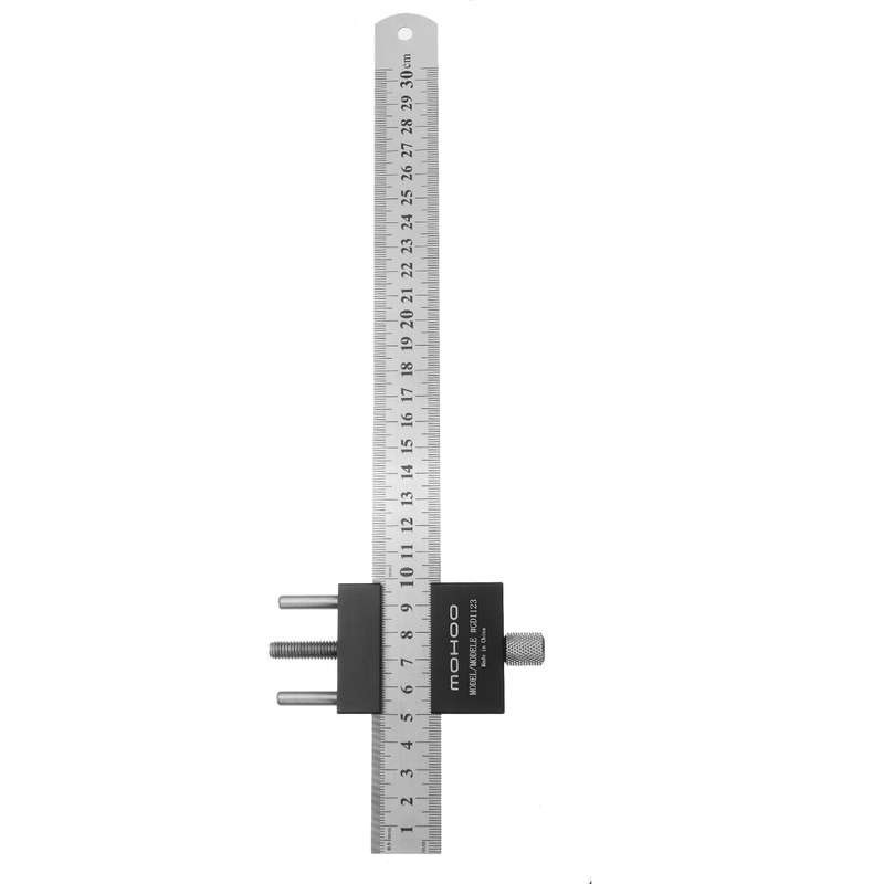 Mohoo Steel Ruler Positioning Block Angle Scriber Line Marking Gauge for Ruler Locator Carpentry Scr