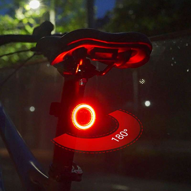 MEROCA Bicycle Rear Light USB Charging High Visibility Multifunction Flashing With Brake Sensor Tail