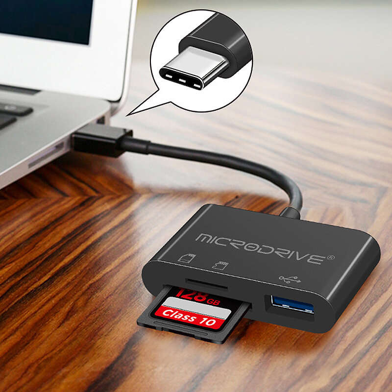 MicroDrive TY1-3 3-in-1 USB Hubs with USB3.0 SD/TF Card Reader Slot for PC Laptop Keyboard Mouse U D