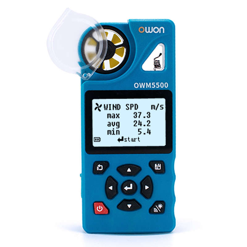 OWON OWM5500 Smart Anemometer 7 Types of Measurements 8000 Sets Data Storage USB Type-C Rechargeable