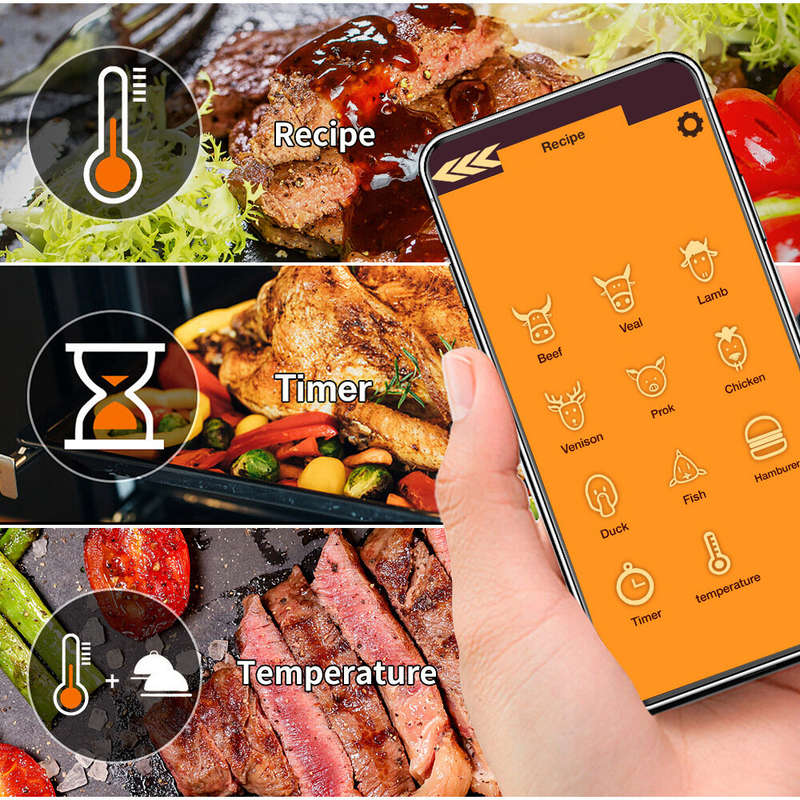 Wireless Smart BBQ Thermometer Bluetooth Probe with Phone App Display Baking Steaming Food Temperatu