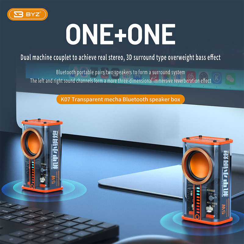 K07 5W bluetooth Speaker Portable Speaker 3D Surround Stereo Deep Bass RGB Light TWS 600mAh Outdoors