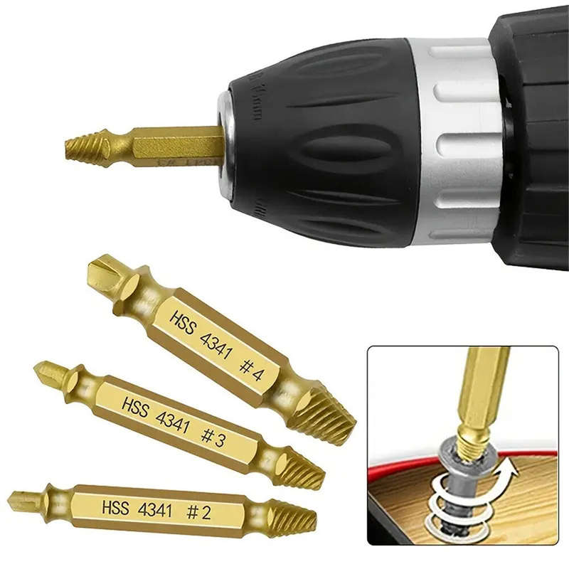 6PCS Damaged Screw Extractor Set Easy Out Bolt Extractor Set Double Head Screw Remover Tools Broken