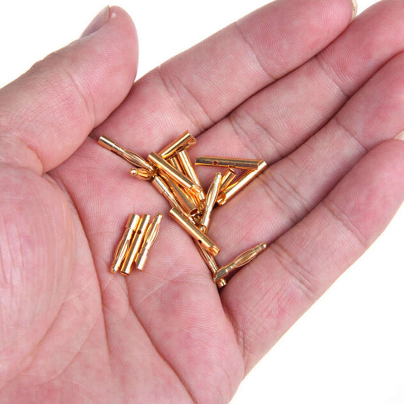 5Pairs 2mm Banana Plug Gold Plated Copper Brushless Motor Bullet Connector For ESC Battery
