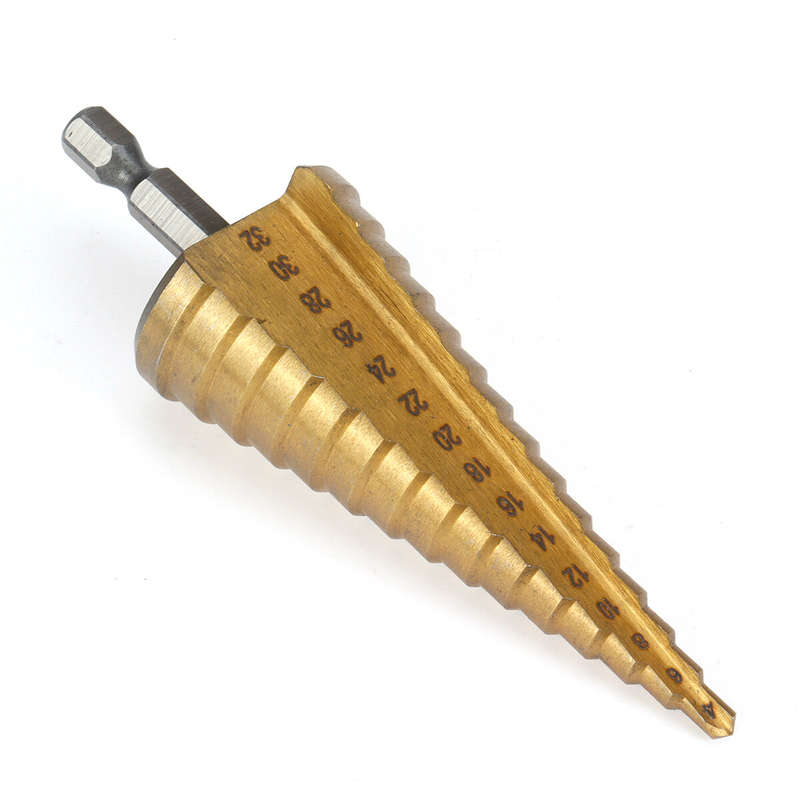 3 Piece HSS Titanium Coated Step Drill Bit Set 4-12mm 4-20mm 4-32mm Straight Slot HSS Perfect for Wo