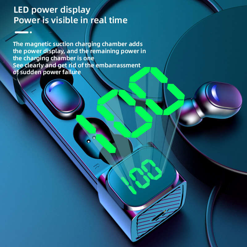 E50 TWS bluetooth 5.1 Earphone HiFi 9D Stereo Panoramic Sound CVC8.0 Noise Cancelling Waterproof LED