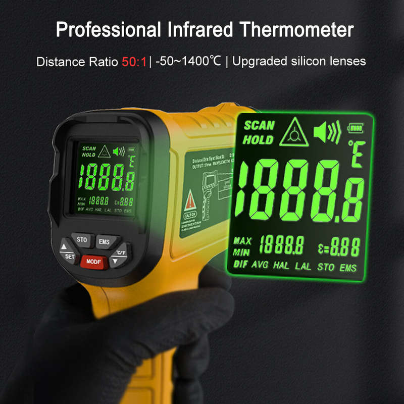 BSIDE Infrared Thermometer -50~1400C Professional 50:1 Digital IR-LCD Temperature Meter Non-contact