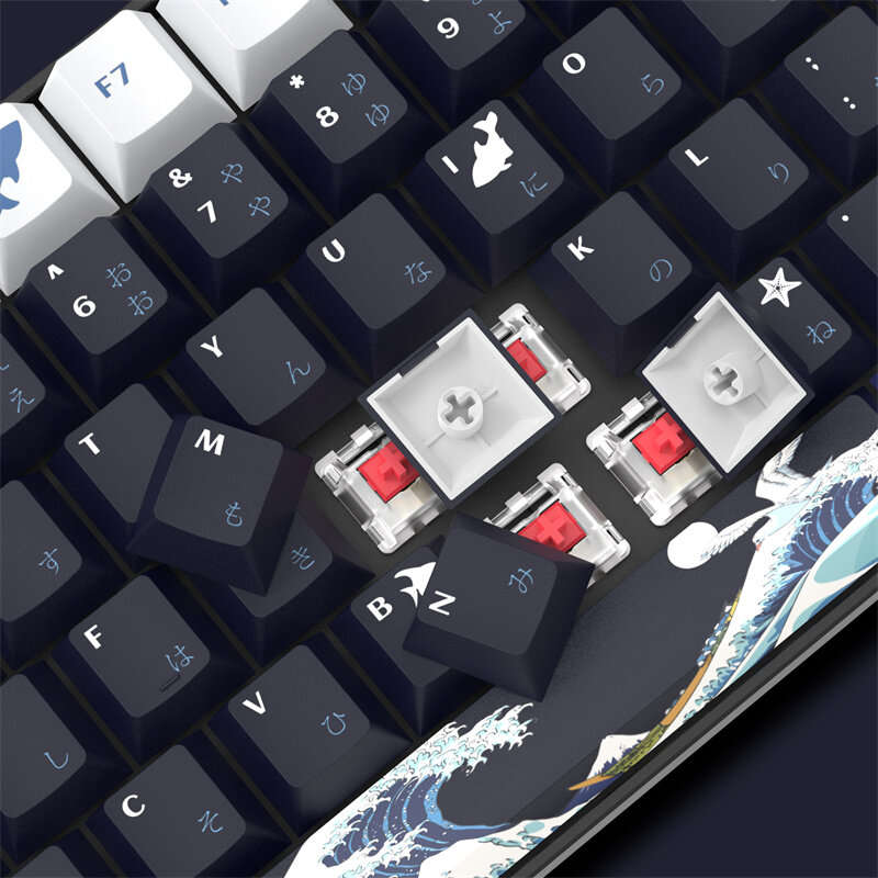 XVX 132 Keys Black Coral Sea PBT Keycap Set Cherry Profile Sublimation Japanese Custom Keycaps for M
