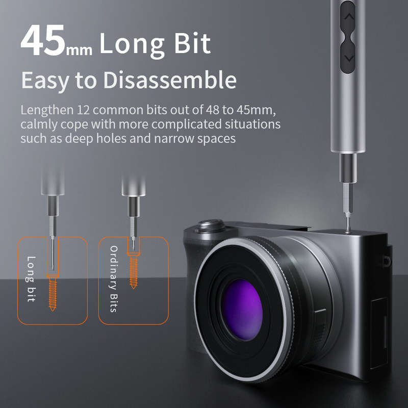 62-in-1 High-Speed Adjustable Electric Screwdriver with 48 Precision S2 Bits Lengthened Bits for Com