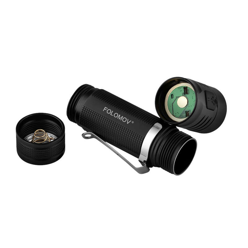 Folomov EDC-C4 1200LM High Lumen Compact EDC Flashlight with 18650 Battery USB Rechargeable Memory F