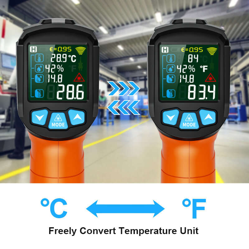 MESTEK Advanced Infrared Thermometer IRO2C Wide Temperature Range (-50C to 800C) Adjustable Emissivi