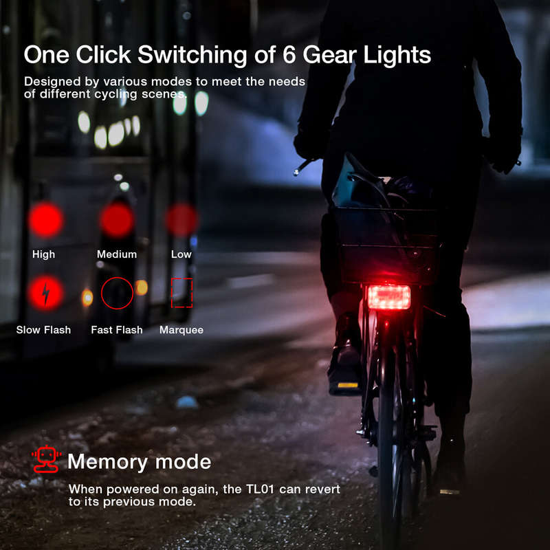 Astrolux TL01 Bike Taillight 500mAh Battery 6 Light Modes USB-C Rechargeable IPX6 Waterproof Wear-re