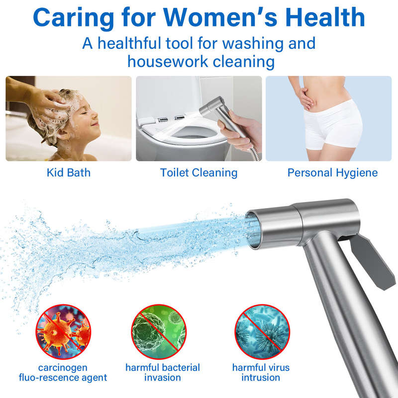 BVSOIVIA Handheld Toilet Bidet Sprayer Set Kit Stainless Steel Hand Bidet faucet Bathroom Hand Spray