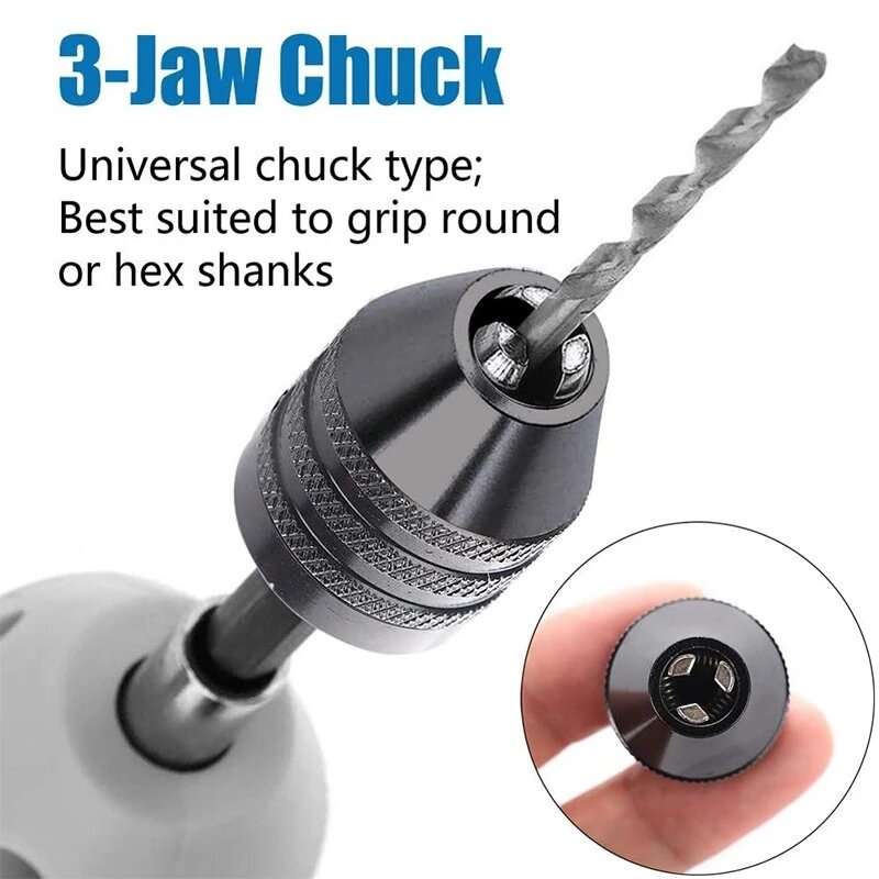 2PC Hex Shank-Black and White Keyless Drill Chuck Adapter For Easy Bit Changes Available In Electric