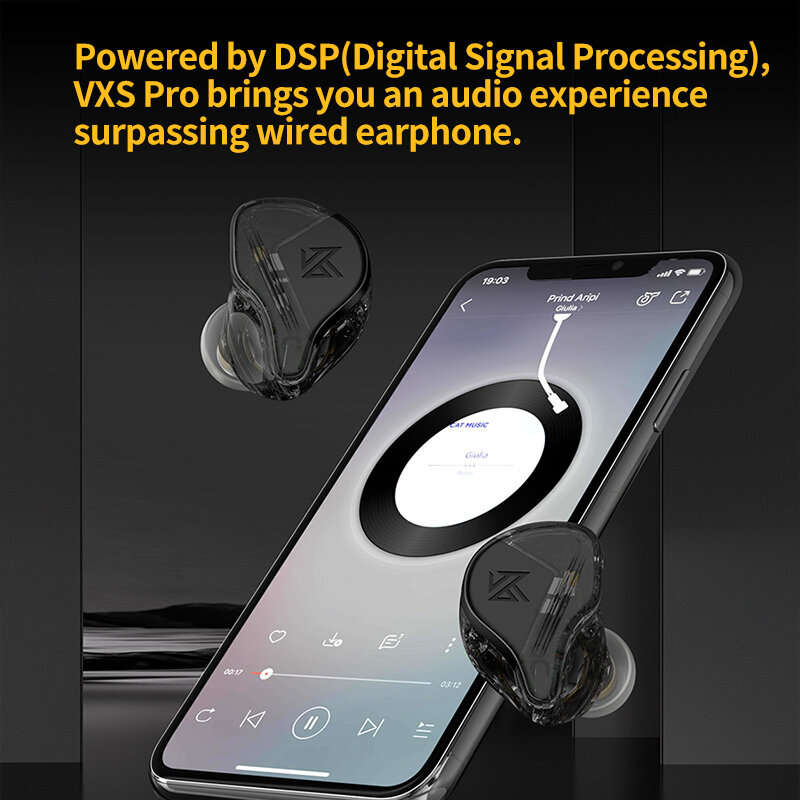 KZ VXS PRO bluetooth 5.3 Earphone QCC5171 Chip CVC9.0 Call Noise Cancelling 10mm Unit HiFi Stereo AA