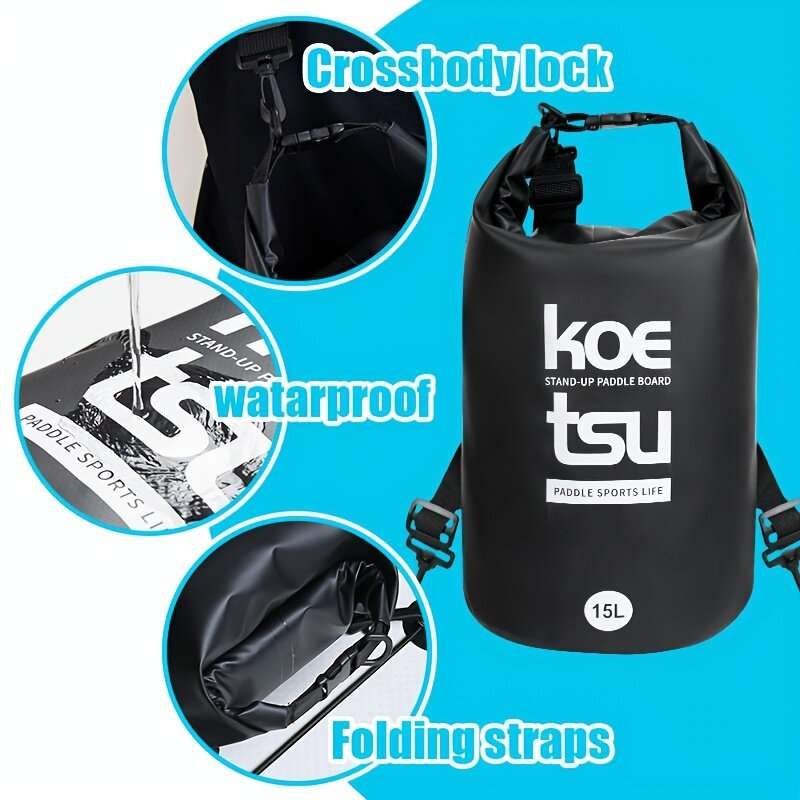 KOETSU 15L/3.96gal Waterproof Large Capacity Paddle Board Bag, For Secure Storage And Easy Carrying,