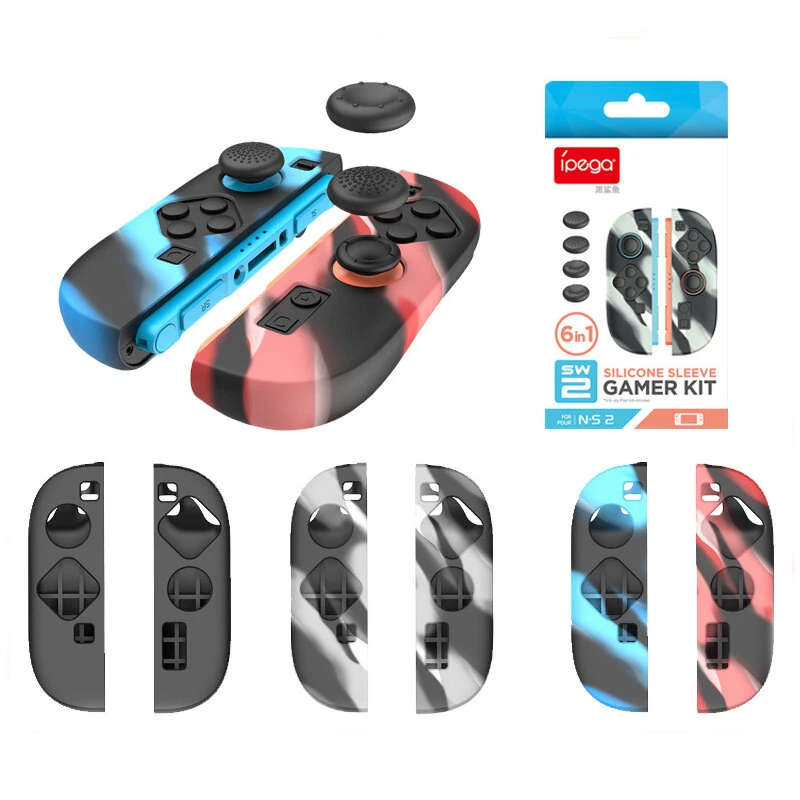For Switch2 6-in-1 Set Left and Right Handle Silicone Cover+Joysticks Protection Caps for Joy-pad IP