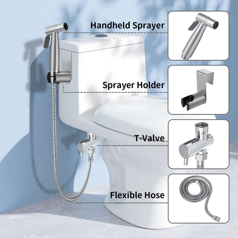 BVSOIVIA Handheld Toilet Bidet Sprayer Set Kit Stainless Steel Hand Bidet faucet Bathroom Hand Spray
