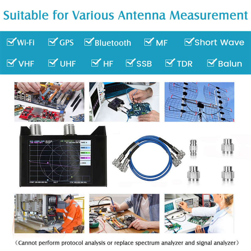 SAA-2N NanoVNA V2 Antenna Analyzer 3G Vector Network Analyzer 4.0 Inch Touching Screen Shortwave HF