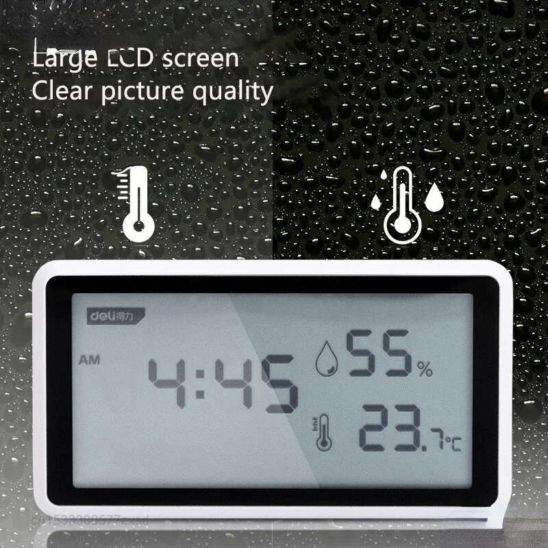 2Pcs Deli Electronic Thermometer Hygrometer Weather Station with High Precision 0.1 Temperature Humi