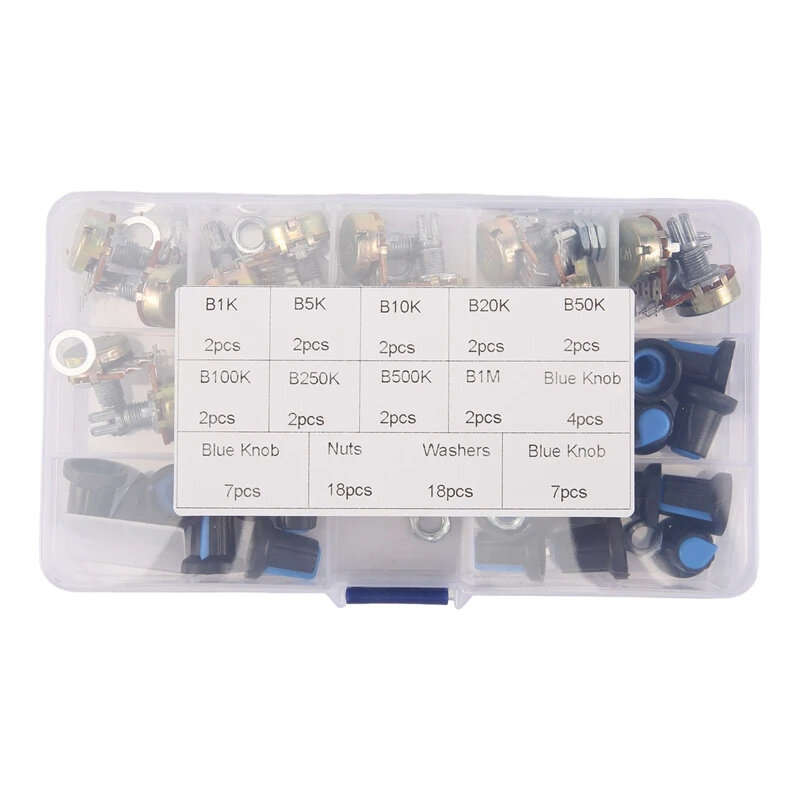 18Pcs/lot 9 Values WH148 Potentiometer B1K 2K 5K 10K 20K 50K 100K 250k 500K 1M ohm Linear Rotary Pot