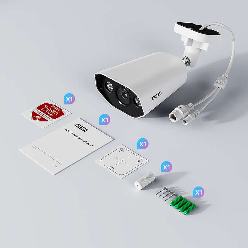 ZOSI 5MP IP Camera Add-on Outdoor PoE Security Camera Two Way Audio HDR Color Night Vision Home CCTV