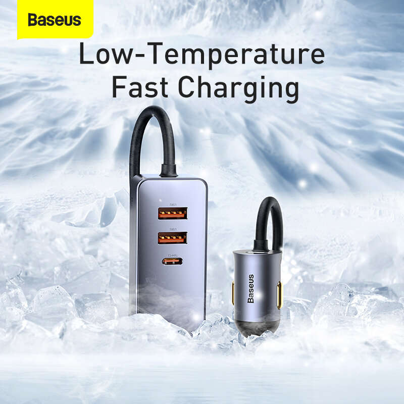 Baseus 120W Lighter Splitter QC 3.0 PD 3.0 USB Car Charger PD 20W Quick Charging For Iphone Car USB