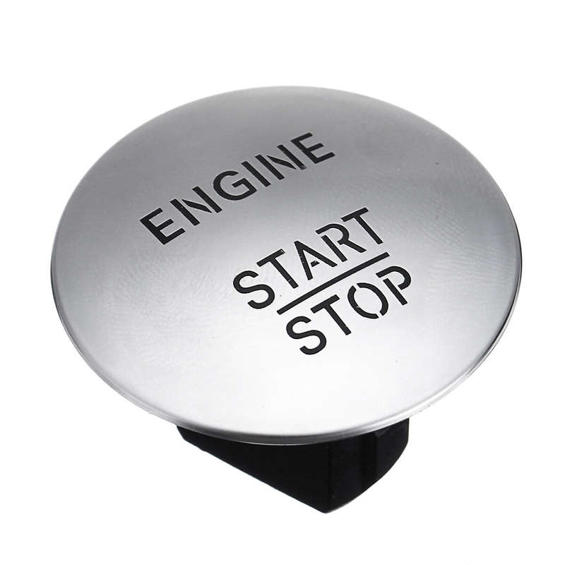 Keyless One-key Engine Start Stop Push Switch Button Ignition Switch Silver/Red for Mercedes-Benz 22