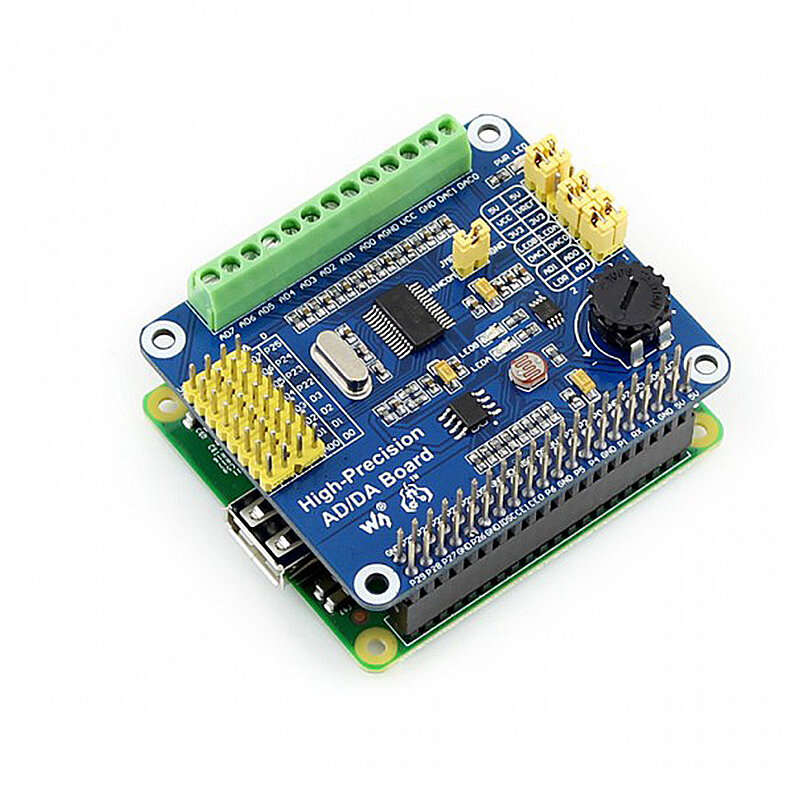 High-Precision AD/DA Digital Analog Module Expansion Board for Raspberry Pi 4B/3B+ Compatible with J