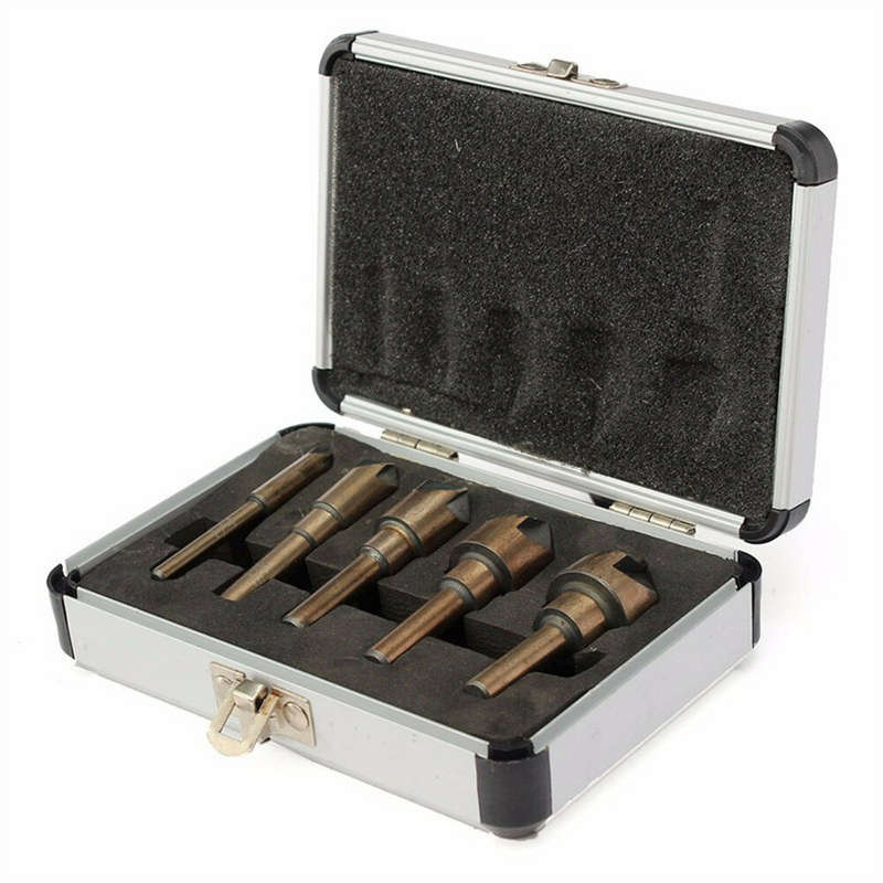 5PCS Countersink Tool Bit Set Includes 1/4" 3/8" 1/2" 5/8" 3/4" Drills Perfect for Woodworking Soft