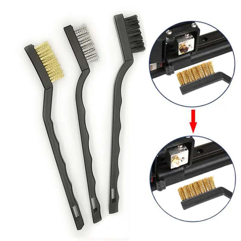 15PCS Wire Brush Set Stainless Steel Brass & Nylon Curved Handle Brushes for Cleaning Welding Slag &