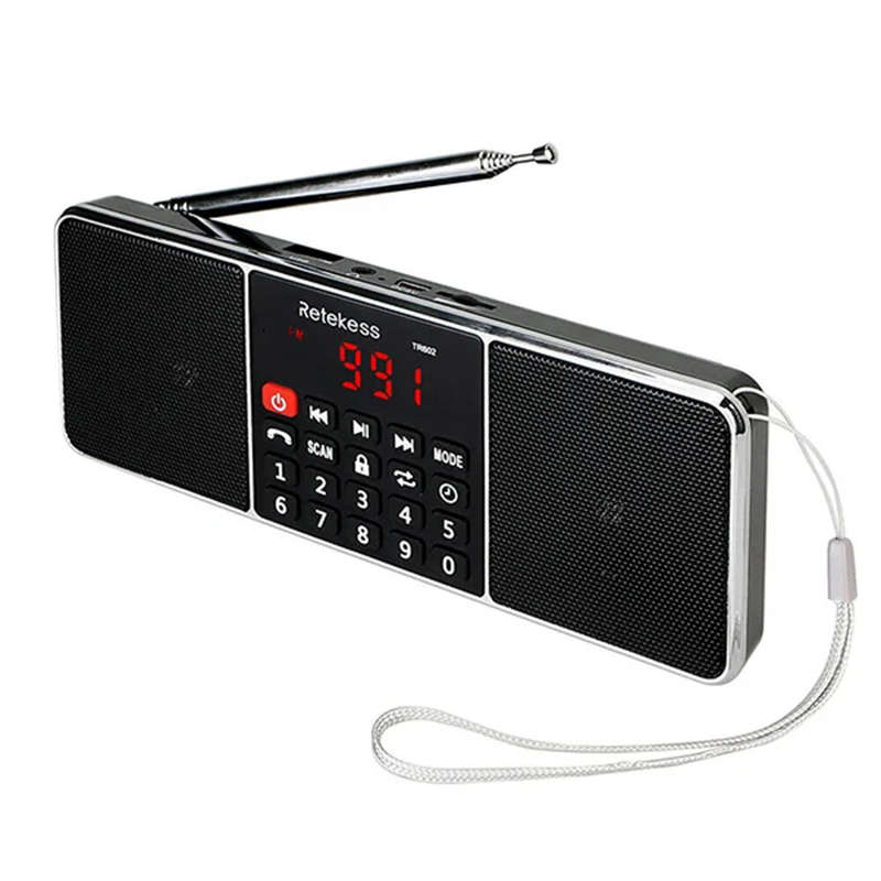 TR602 Portable Radio AM FM Receiver Bluetooth Speaker MP3 Player Rechargeable Battery AUX Input Tele