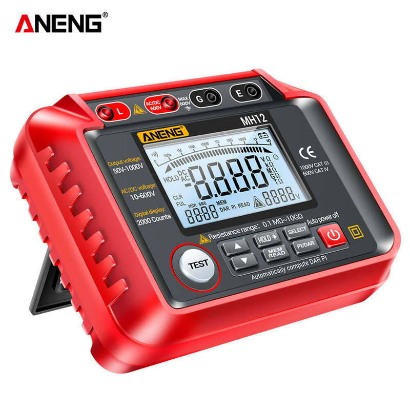 ANENG MH12 Insulation Earth Resistance Tester Digital Meter AC DC Ammeter Transistor Tester LCD Mego