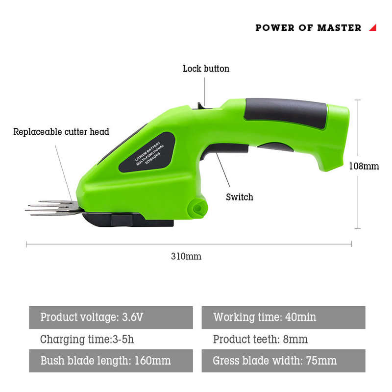 Small Convenient Electric Trimmer Pruning Shears Garden Lawn Hedge Rechargeable Cordless Fence Sciss