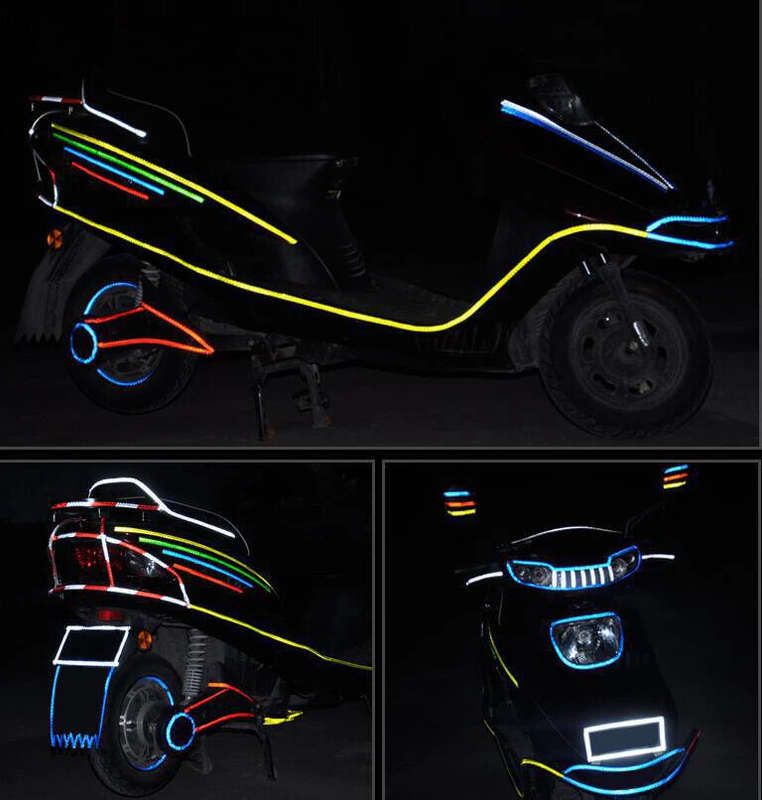 1cm*8m Bike Wheels Reflective Stickers Fluorescent Reflect Strip Adhesive Tape for MTB Bicycle-Yello