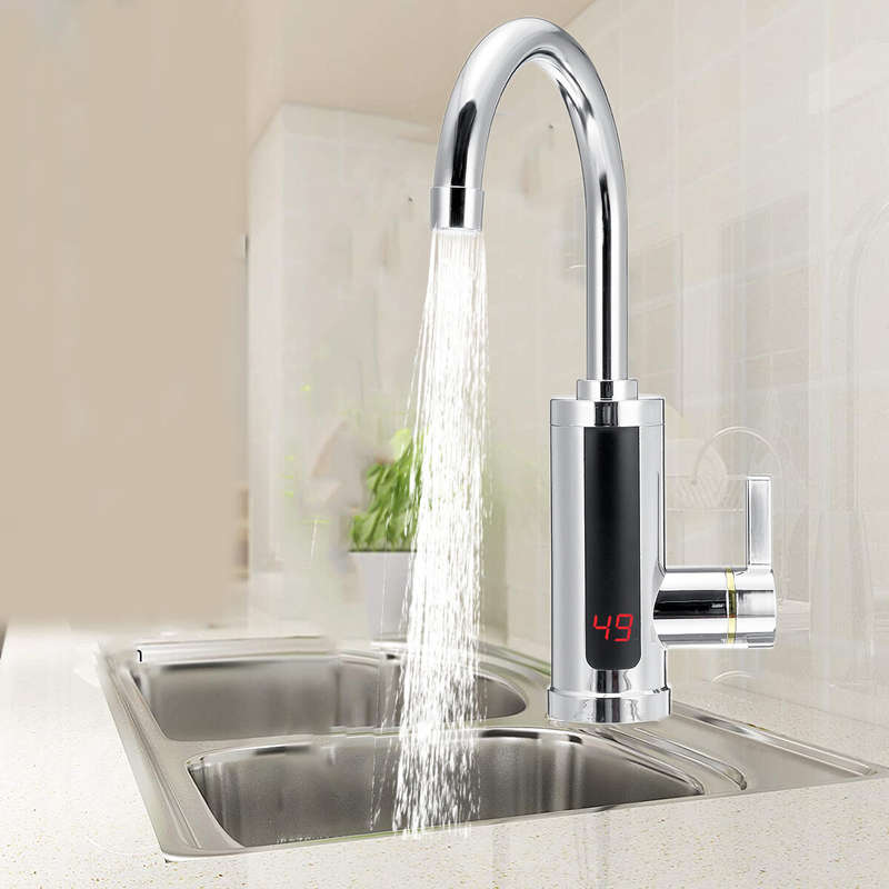 AGSIVO 3000W Instant Electric Water Heater Faucet Tap Tankless LED Digital Display Stainless Steel E