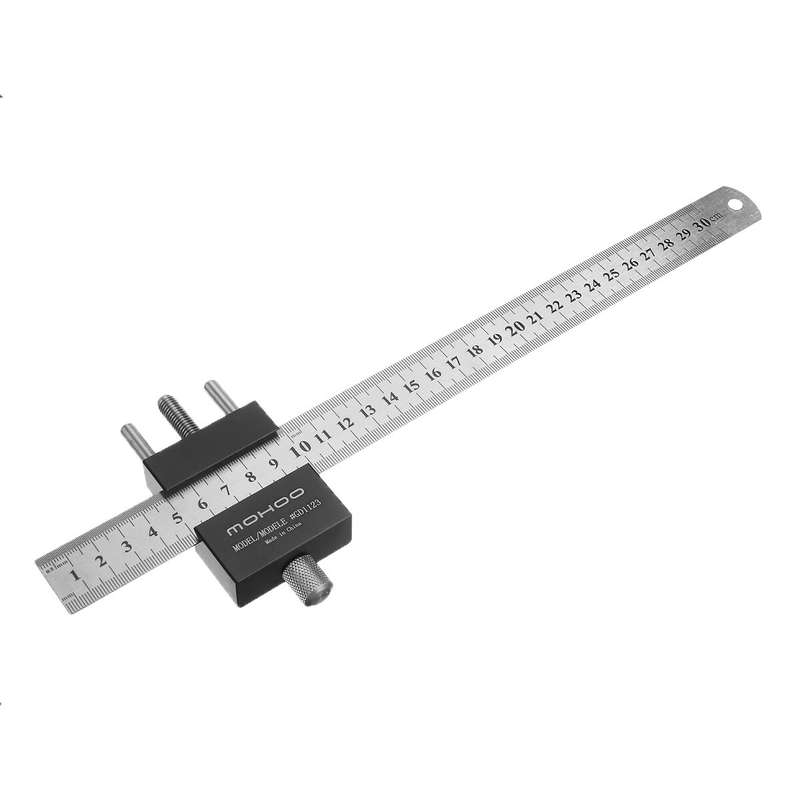 Mohoo Steel Ruler Positioning Block Angle Scriber Line Marking Gauge for Ruler Locator Carpentry Scr