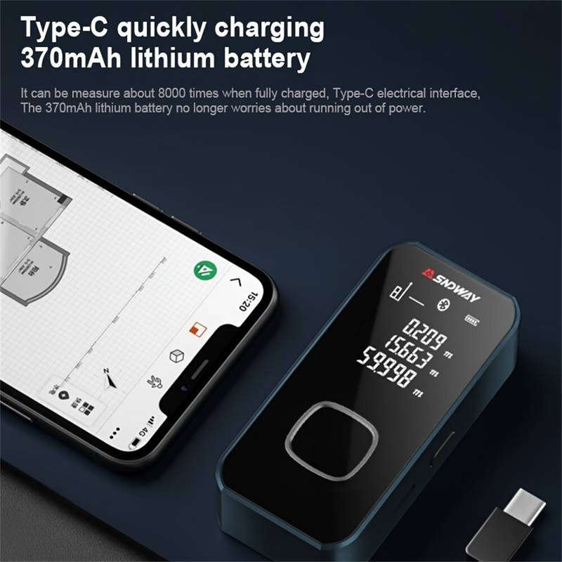 SNDWAY Laser Rangefinder Mini Trena Laser Tape Measure Rechargeable Laser Distance Meter Digital Ran