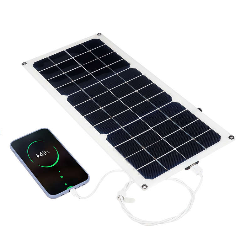 30W Mono Solar Power Charging Panel w Suckers & Carabiner for DUO Output for 12V 5V Camping Fan/Lamp