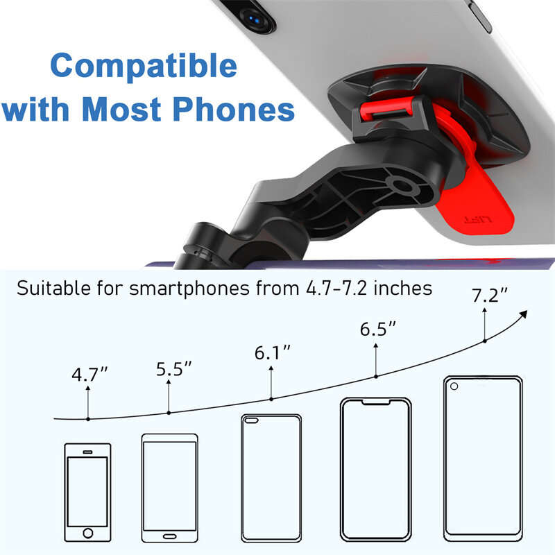 XANES Rotatable Bicycle Phone Holder 4.7"-7.2" inch Phone Shockproof Non-slip Motorcycle Holder Hand