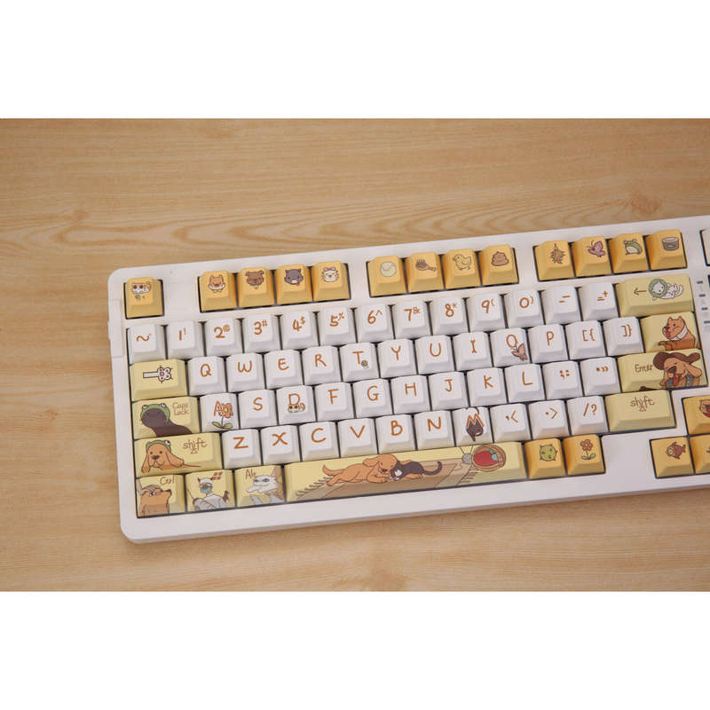121 Keys Cat And Dog Diary PBT Keycap Set Cherry Profile Sublimation Pet Custom Keycaps for Mechanic