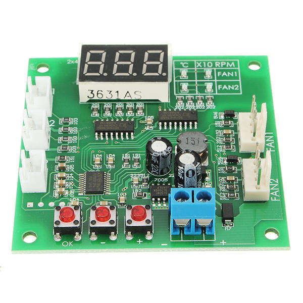 ZHIYU DC 12V 24V 48V 2 Way Cooling PWM 4 Wire Fan Temperature Controller Temperature Speed Display