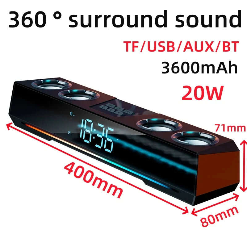 Niye V28 20W Computer Speaker Wireless bluetooth Soundbar 2 Bass Diaphragm 4 HiFi Speakers 360 Surro