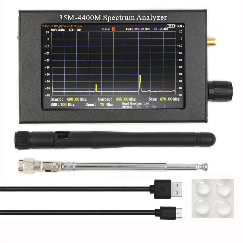 35M-4400MHz Spectrum Analyzer 4.3 inch LCD TFT Screen Handheld Simple Spectrum Analyzer Measurement
