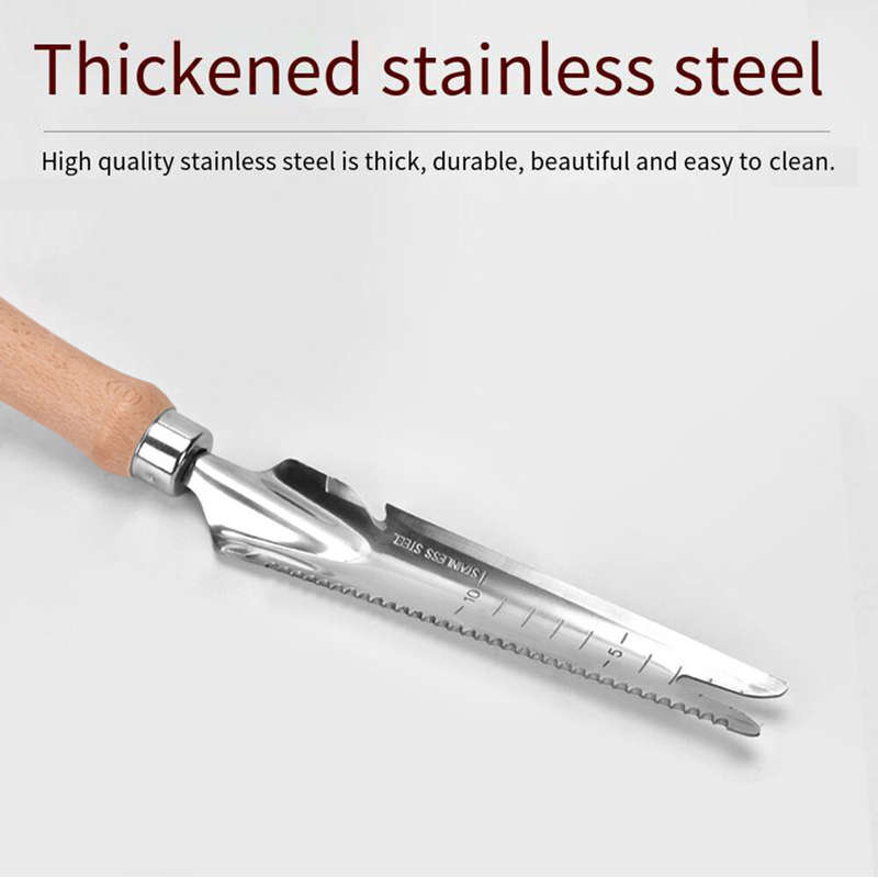 Stainless Steel Multi-functional Drafting Saw Shovel Wooden Handle Grass Cutting Knife Ideal for Gar