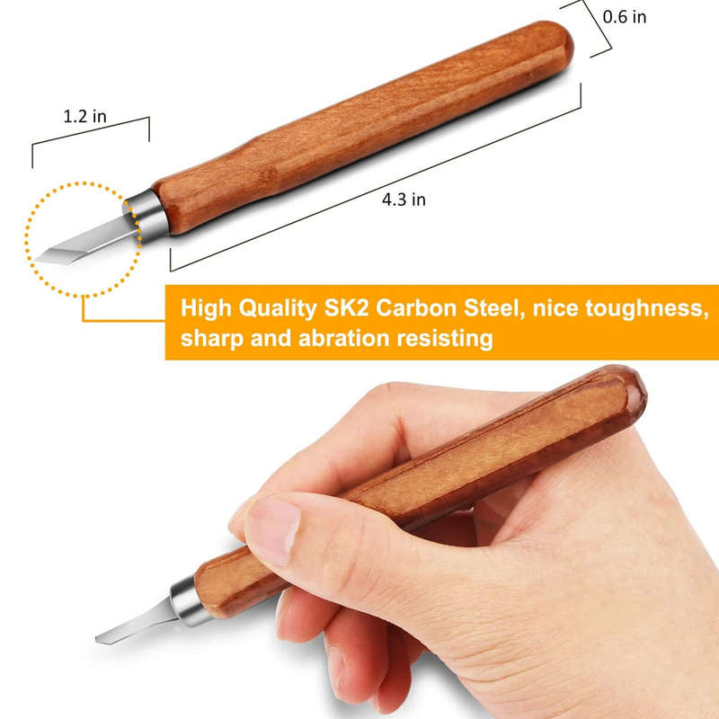 SK2 Carbon Steel 12-Piece Wood Carving Knife Set with Ergonomic Handles Ideal for Sculpting Whittlin